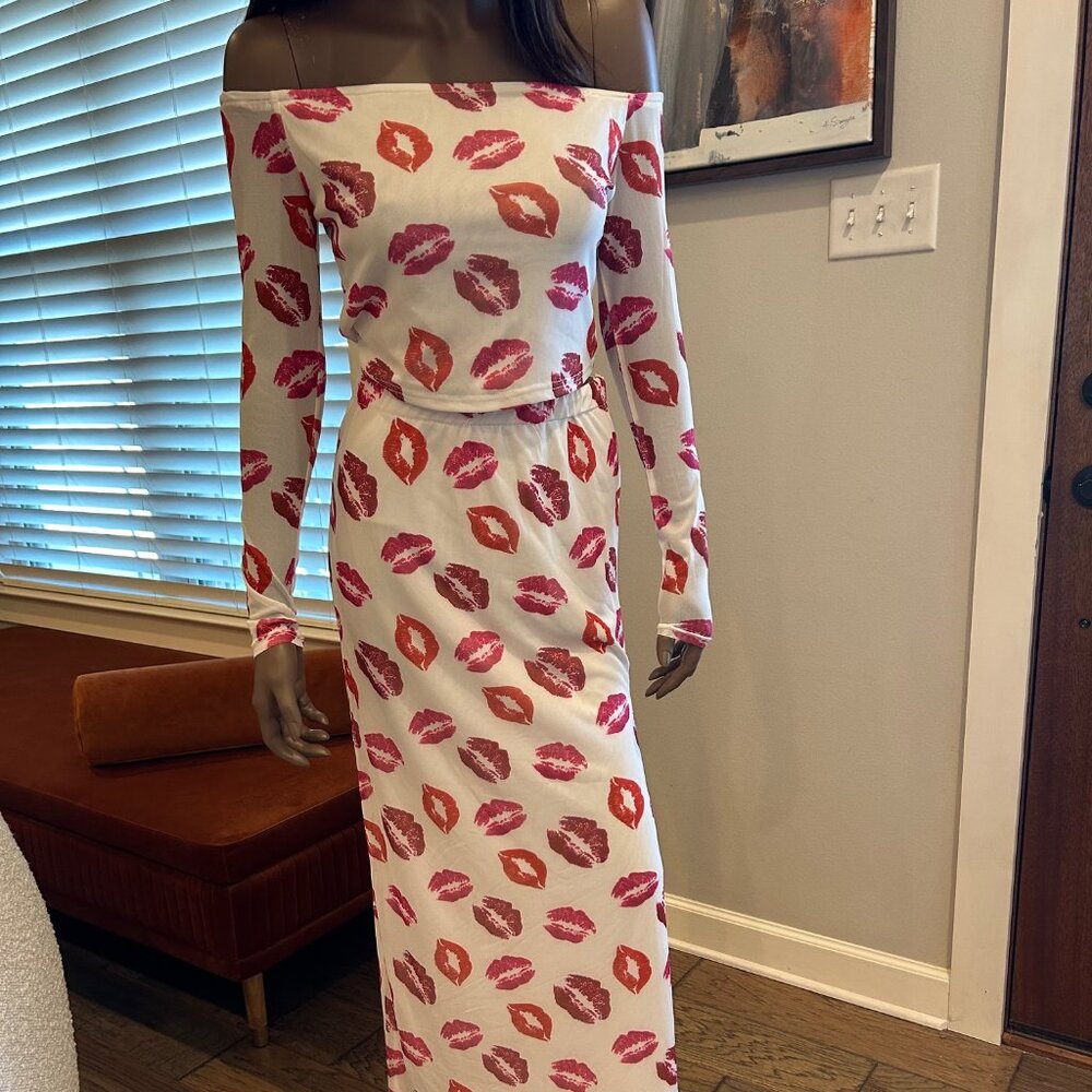 Pretty Garbage "Kiss Kiss Top and Skirt" Set